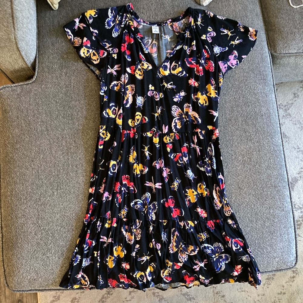 Old Navy Pink and Yellow Sundress V-Neck Flutter Sleeve